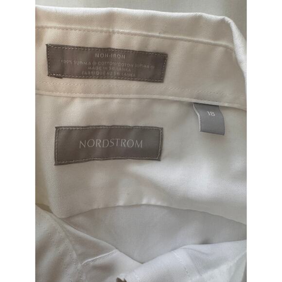 New NORDSTROM Boys White Solid Button Up Dress Shirt Size 18 - Picture 3 of 4